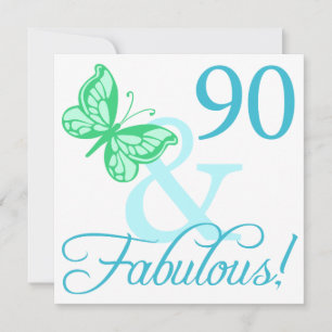 90 And Fabulous Birthday Gifts (Aqua) Card
