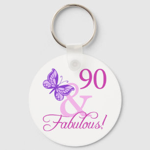 90 And Fabulous Birthday Gifts (Plum) Key Ring