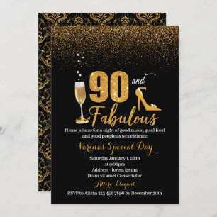 90 and Fabulous Birthday Invitation for Women