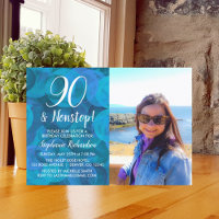 90 and Nonstop Ocean Blue Photo Birthday