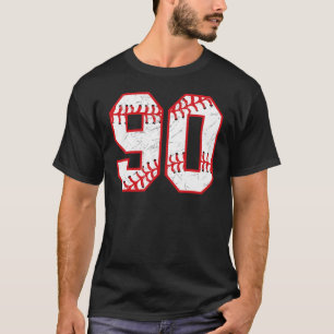 90 Birthday Baseball Theme Bday Party Celebration T-Shirt