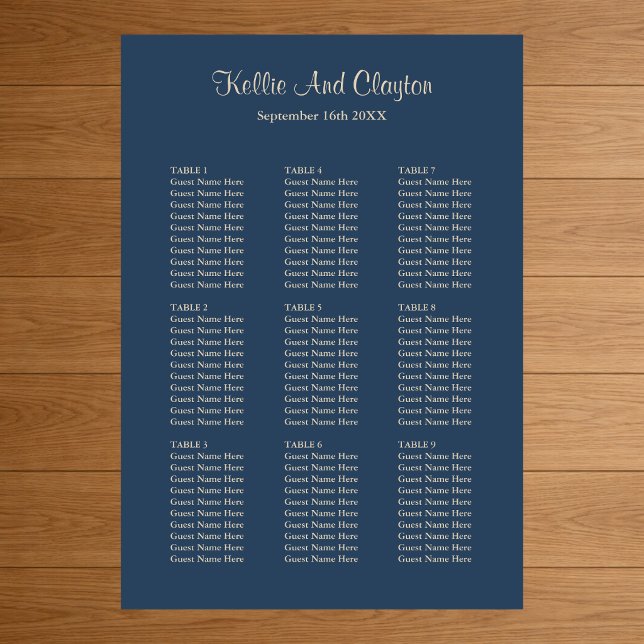90 Classic Blue Wedding Seating Chart (Creator Uploaded)