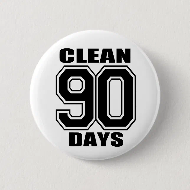 90 days clean black cm round badge