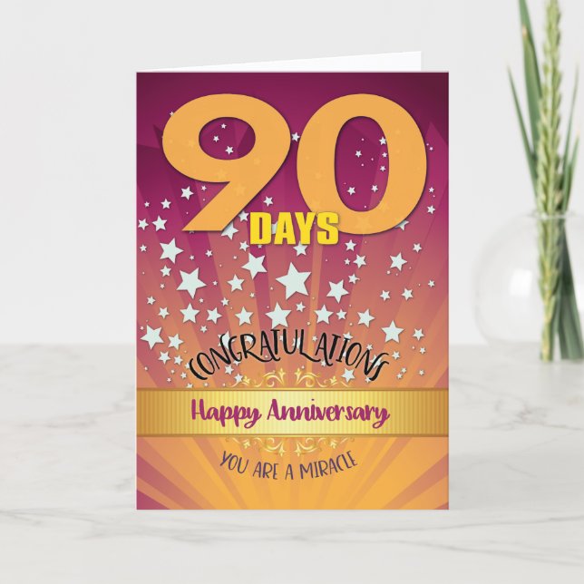 90 Days Recovery Anniversary Bold Numeral Card (Front)