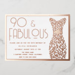 90 & Fabulous Gold Gown Vintage 90th Birthday<br><div class="desc">90 & Fabulous Gold Gown Vintage 90th Birthday Foil Invitation

See other invitations in our Niche and Nest Store</div>