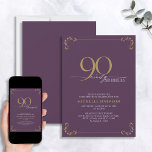 90 & Fabulous Purple & Gold Calligraphy Birthday Invitation<br><div class="desc">It's your special 90th birthday, and it's time to celebrate! Do you want to throw the best bash in town? Make sure it starts off with the highest of style with this 90 & Fabulous Purple & Gold Calligraphy Birthday Invitation. It will be sure to set the tone for a...</div>