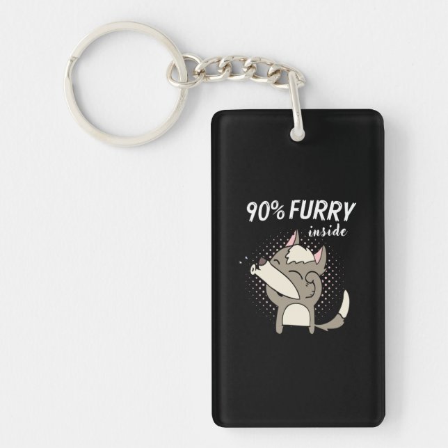 90% Furry Fursona Furries Fandom Fursuit Key Ring (Front)