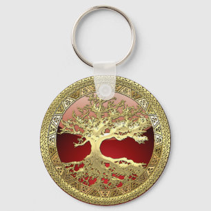 [90] Golden Celtic Tree of Life [3D] Key Ring