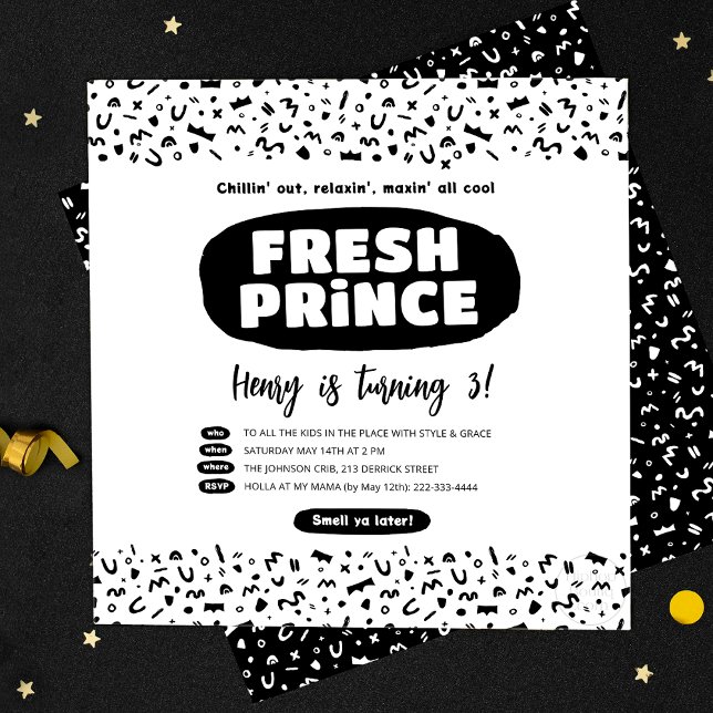 90 Hip Hop Birthday, Fresh Prince Rap Party Invitation (Creator Uploaded)