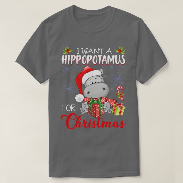 90 I Want A Hippopotamus For Christmas Xmas Hippo  T-Shirt (Design Front)