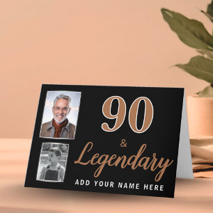 90 & Legendary 2 Photos 90th Birthday Card