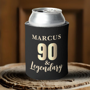 90 & Legendary Gold 90th Birthday Can Cooler