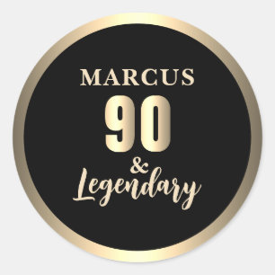 90 & Legendary Gold 90th Birthday Classic Round Sticker