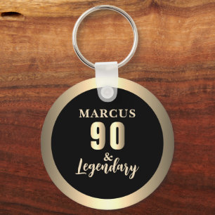 90 & Legendary Gold 90th Birthday Key Ring