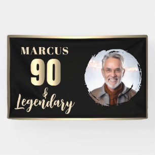 90 & Legendary Photo 90th Birthday Gold Banner