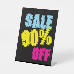 90% Off Sale Sign, Tabletop Counter Signage, Store Pedestal Sign