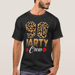 90 Party Crew Matching Family 90th Birthday Leopar T-Shirt