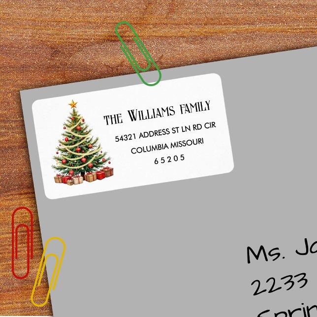 90 Pretty Christmas Tree Return Address Label (Creator Uploaded)