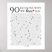 90 Reasons We Love You 90th Birthday gift for her