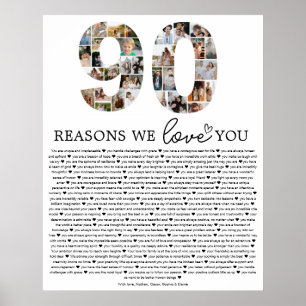 90 Reasons We Love You Photo Collage Keepsake Gift Poster