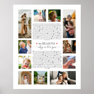 90 reasons why we love you 80th 60th birthday 40th poster