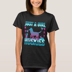 90 Retro Sunset Neon Just A Girl Who Loves Huskies T-Shirt