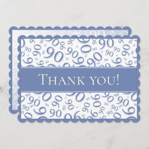 90 "Thank you!" Blue/White Number Pattern Thank You Card