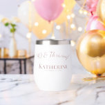 90 & Thriving! Toast Nine Decades Birthday Gift<br><div class="desc">Honour 90 years of life, love, and laughter with this stunning design! Add the recipient’s name, DOB, and heartfelt greetings in a beautifully feminine dusty rose pink to make her special day unforgettable. This trendy super cute personalised tumbler makes a great gift for a fantastic woman celebrating the fabulous 90th...</div>