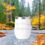 90 & Thriving! Toast Nine Decades Birthday Gift<br><div class="desc">Honour 90 years of life, love, and laughter with this stunning design! Add the recipient’s name, DOB, and heartfelt greetings in a pretty neutral beige tan or taupe shade to make their special day unforgettable. This trendy super cute personalised tumbler makes a great gift for a fantastic woman celebrating the...</div>