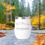 90 & Thriving! Toast Nine Decades Birthday Gift Th<br><div class="desc">Honour 90 years of life, love, and laughter with this stunning design! Add the recipient’s name, DOB, and heartfelt greetings in a pretty soft black hue to make their special day unforgettable. This trendy super cute personalised tumbler makes a great gift for a fantastic woman celebrating the fabulous 90th Milestone...</div>