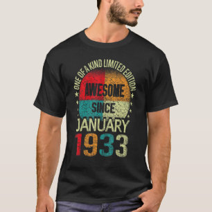 90 Year Awesome Since January 1933 Vintage 90th Bi T-Shirt