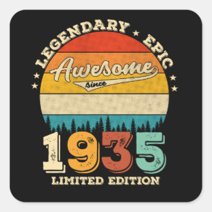 90 Year Old Bday 1935 Awesome 90th Birthday Gift Square Sticker