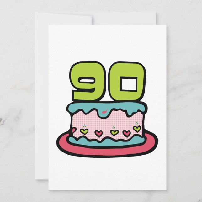 90 Year Old Birthday Cake Card (Front)
