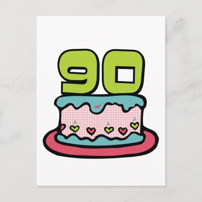 90 Year Old Birthday Cake Postcard (Front)
