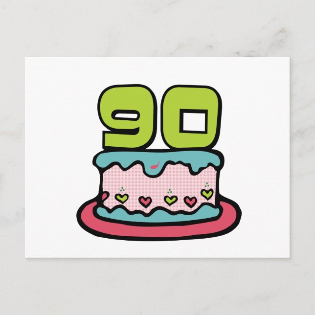 90 Year Old Birthday Cake Postcard (Front)