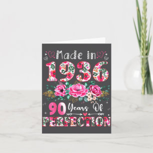 90 Year Old Made In 1936 Floral 90th Birthday Wome Card