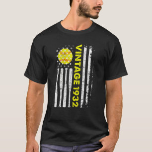 90 Year Old Vintage 1932 American Flag 90th Birth T-Shirt