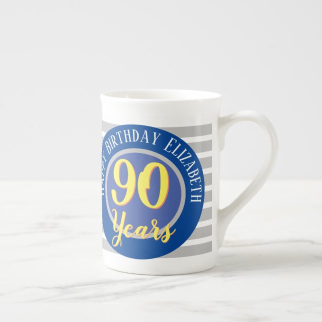 90 Years Birthday Commemorative Bone China Mug (Right)
