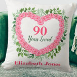 90 Years Loved 90th Birthday Pillow<br><div class="desc">Delight a special lady on her 90th birthday with this gorgeous 90 Years Loved pillow.  Personalise with her name or another message.  Perfect 90th birthday gift for the woman who has everything!</div>