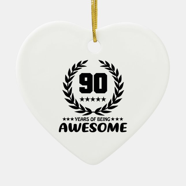 90 Years of being Awesome Ceramic Tree Decoration (Front)