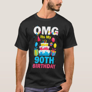 90 Years Old Birthday Party OMG Happy 90th Birthda T-Shirt