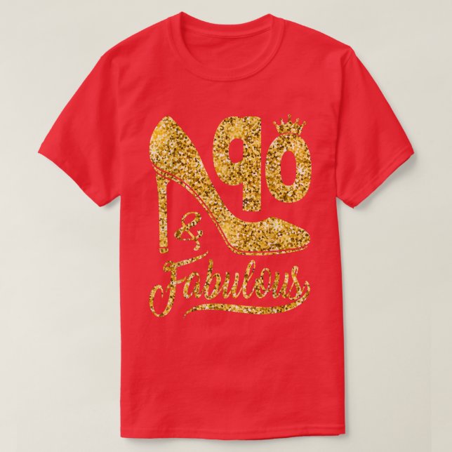 90 Years Old Gifts 90 & Fabulous 90th Birthday cro T-Shirt (Design Front)
