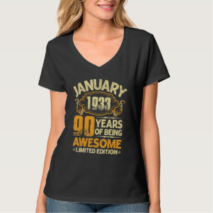 90 Years Old Vintage January 1933 90th Birthday T-Shirt
