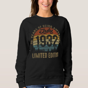 90 Yrs Old Vintage July 1932  90th Birthday Sweatshirt