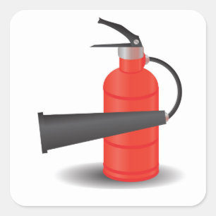 90Fire Extinguisher_rasterized Square Sticker