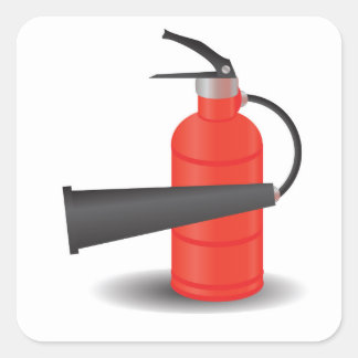 90Fire Extinguisher_rasterized Square Sticker