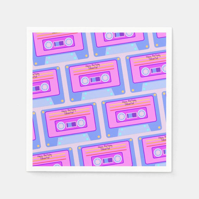 90s 80s Vaporwave Aesthetic Happy Birthday Napkin (Front)