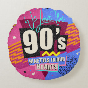 90s and 80s poster. We Love The 90's. Retro style  Round Cushion