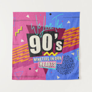 90s and 80s poster. We Love The 90's. Retro style Tapestry