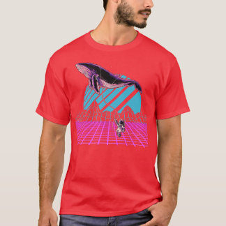 90s Art Synthwave Space Astronomy Whale Vaporwave T-Shirt